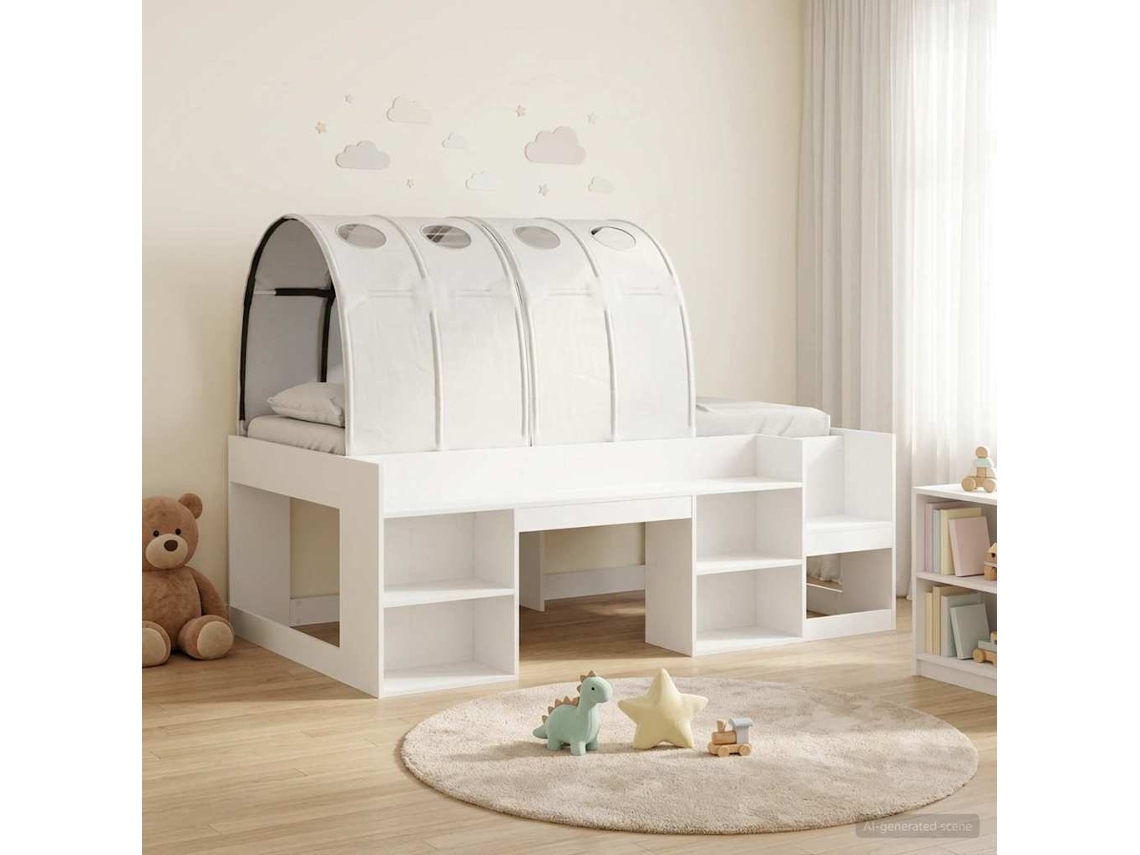 Vidaxl Estrutura De Cama Com Túnel 3 Unid. Branco Derivados De Madeira