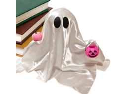 Fantasminha Rosa Com Cesta De Abóboras, Decoração De Mesa Halloween