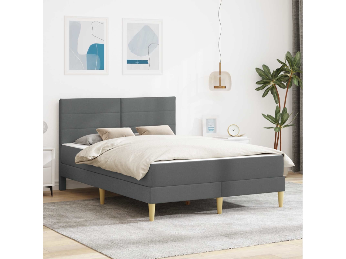 Vidaxl Estrutura Da Cama 140 X 190 Cm Cinza Escuro