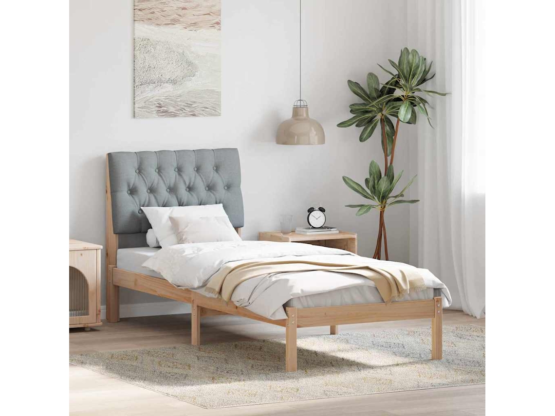 Vidaxl Estrutura De Cama Com Cabeceira Estofada Castanho 75 X 190 Cm