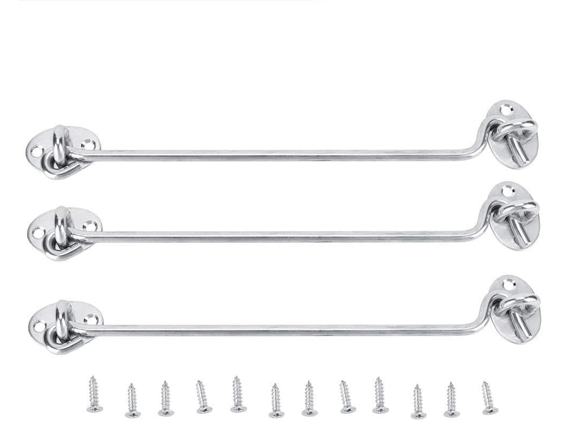Conjunto De 3 Ganchos Cabine 25cm 10 Polegadas, Gancho De Privacidade Em Aço Inoxidável Para Porta Janela