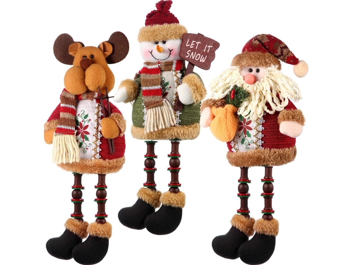 Conjunto de Decoração Natal : Pai Sentado, um Boneco Neve e uma Rena, Ergonômico, Uso Diário STELASPLEN (três Peças)