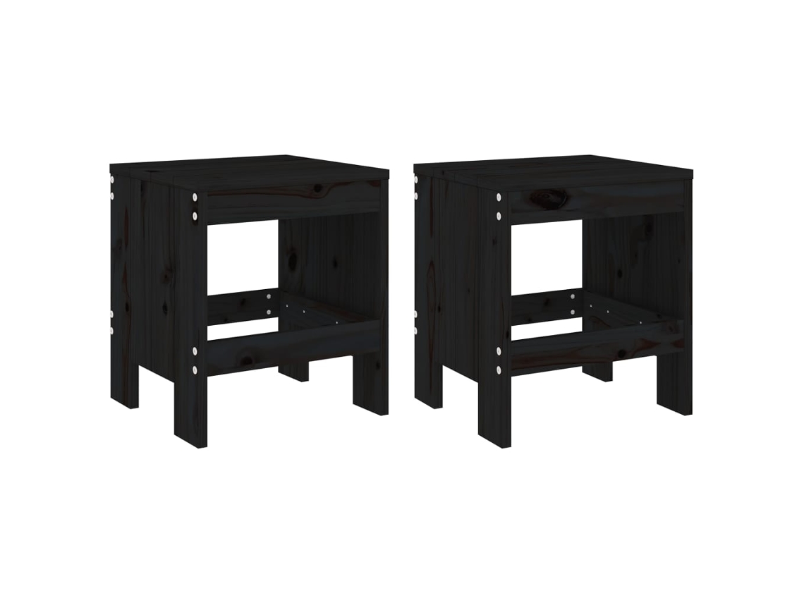 Bancos de Jardim 2 Pcs 40x36x45 Cm Pinho Maciço Preto MAISON EXCLUSIVE