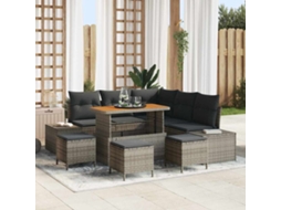 Vidaxl Conjunto De Sofá De Jardim 9 Unid. Cinzeto Rattan Sintético