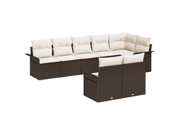 Conjunto 8 Conjunto De Sofá De Jardim Vidaxl Castanho Vime Pe (55 X 55 X 37 Cm)