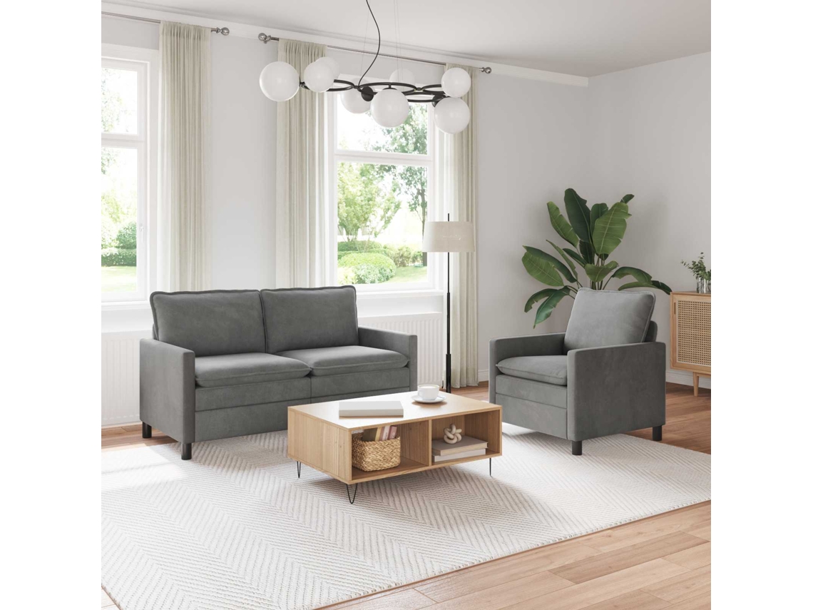 Vidaxl Conjunto de Sofás 2 Pcs Cinzento escuro Veludo
