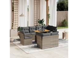 Pcs Conjunto Sofás P/ Jardim Com Almofadões Vime Pe Cinzento Dkd Home Decor