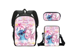 Mochila KOHREE de Estudante Stitch Conjunto de Três Peças 16 Polegadas