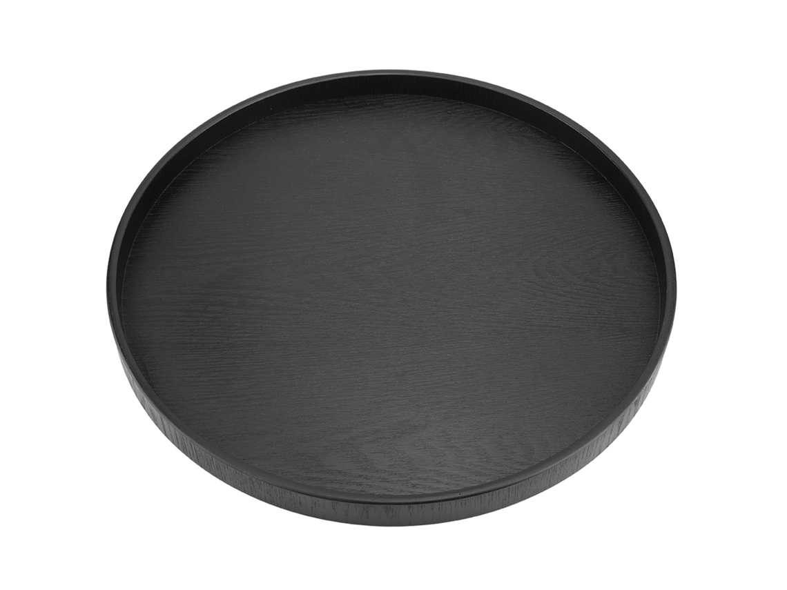 Bandeja De Madeira Redonda Para Servir Chá, Café, Petiscos E Comidas, Bandeja Preta Para Restaurantes