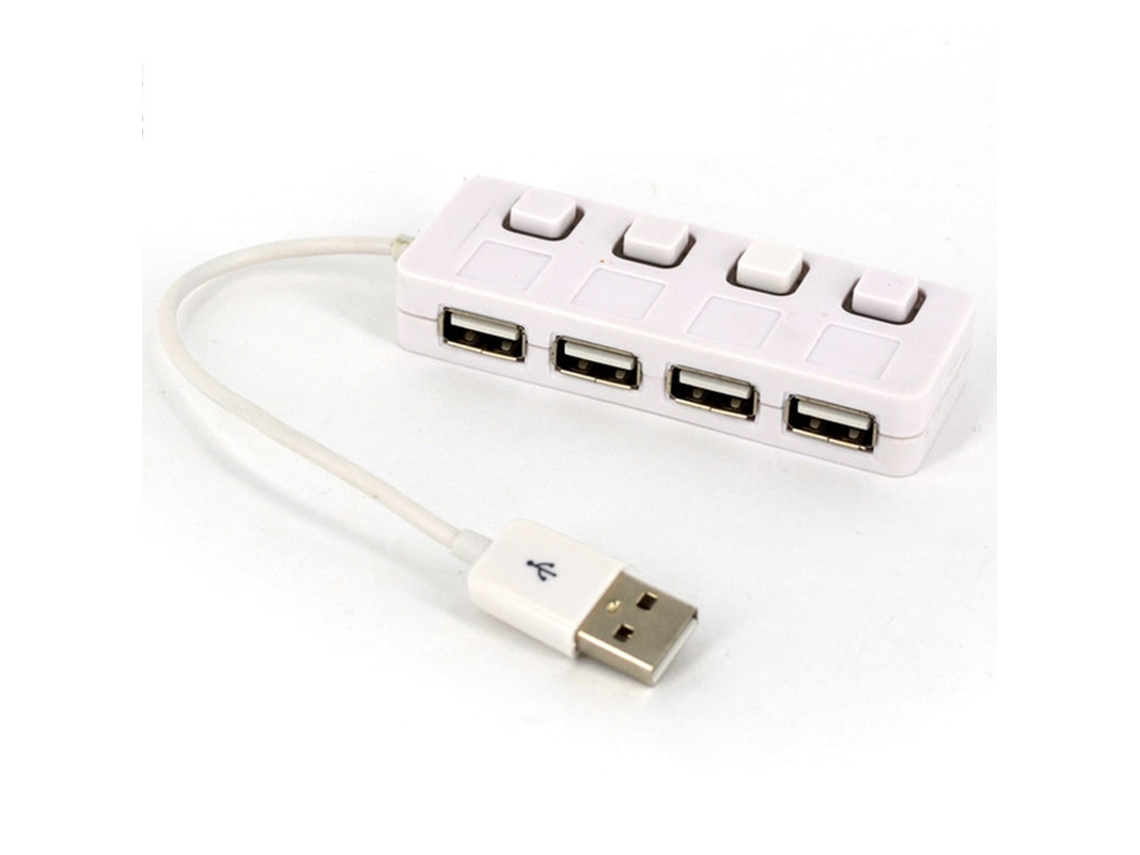 Estação De Ancoragem Bestvite 4 Em 1 Hub Usb Indicador Led Interruptor Divisor Flash Drive Branco