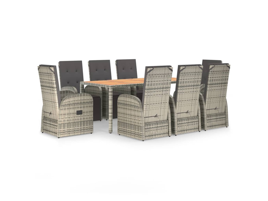 Garden Dining Set, Garden Dining Sets Vidaxl Cinzeto Rattan / Vime (mesa Com 190 Cm De Comprimento)