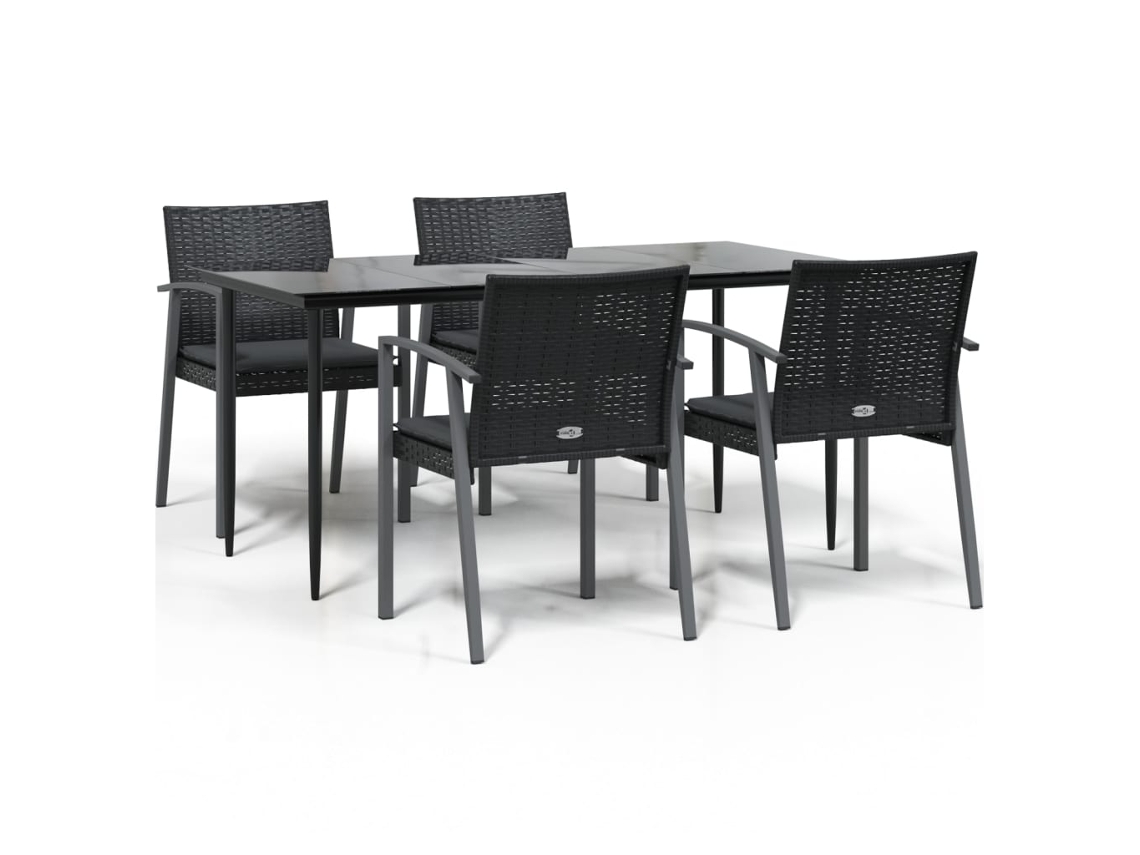 Conjunto de 5 Jantar para Jardim com Almofadões Vime Pe e Aço MAISON EXCLUSIVE (5pcs)