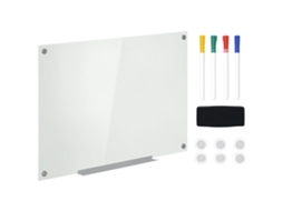 Quadro branco de vidro, memoboard, lousa branca com 4 canetas, 6 ímãs, 1 esponja, 1 bandeja BTFORUS