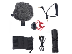 Micrófono Cardioide Condensador Para Cámara Dslr, Smartphone Y Videocámara Con Soporte Y Protector Antiviento