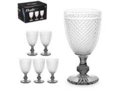 Pacote com 6 Copos de Água Diamond Cup Transparentes Pé Antracite 256 ml