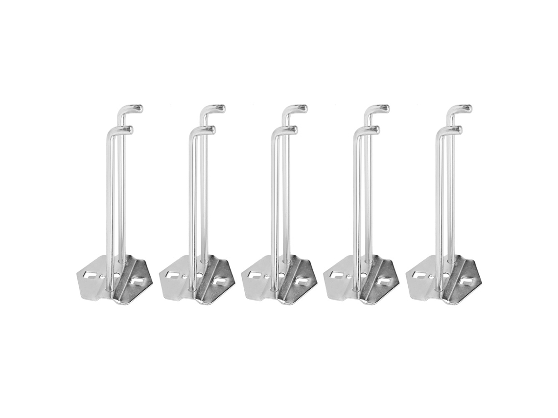 Conjunto de 5 ganchos de aço galvanizado para armazenamento em oficina, capacidade de 3 a 5 kg, 150 x 6 mm, organizador de ferramentas.