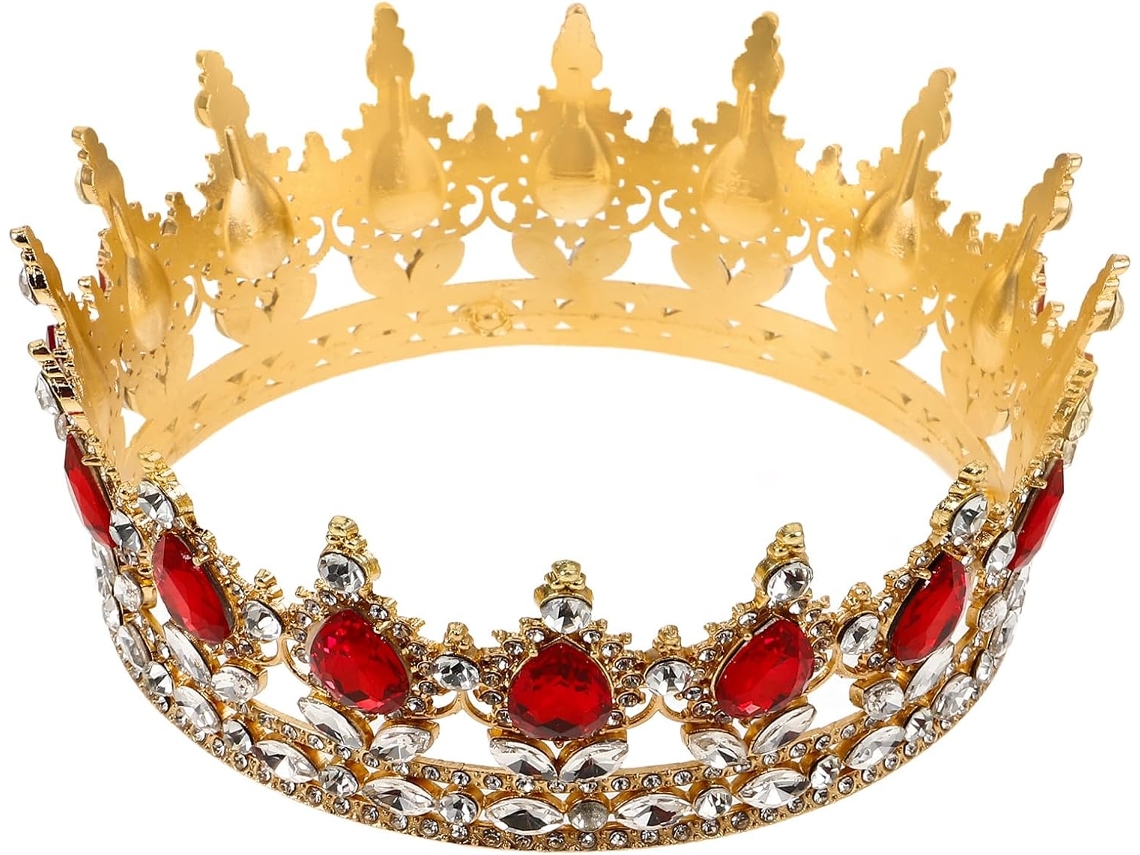 Coroa De Noiva Vermelha Em Liga De Zinco E Strass, Acessório Chique E Elegante.