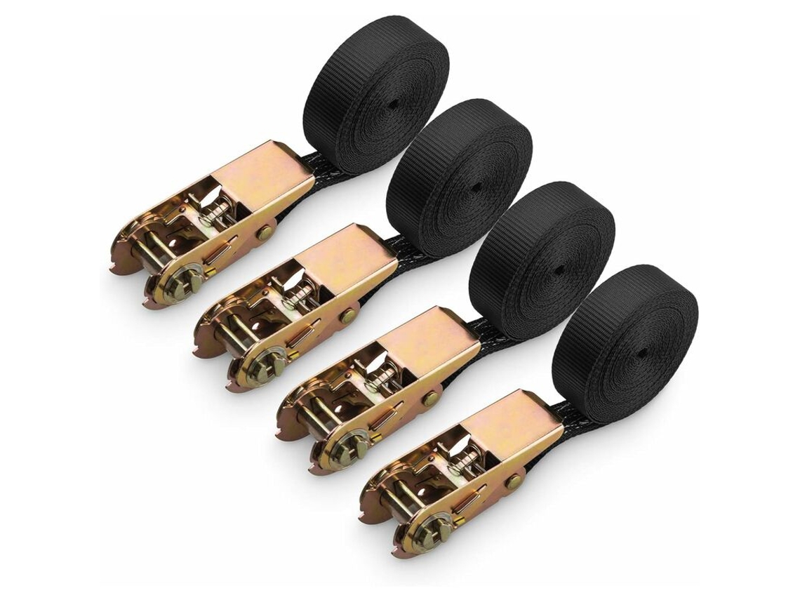 Conjunto De 4 Cintas Amarração Com Catraca, Cintas De Poliéster Para Motocicleta, Carro, Bicicleta E Reboque, Capacidade De 800 Kg, 6 M X 25 Mm