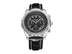 Reloj De Pulsera Para Hombre Megir De Acero Inoxidable Impermeable Cuero Pu Negro
