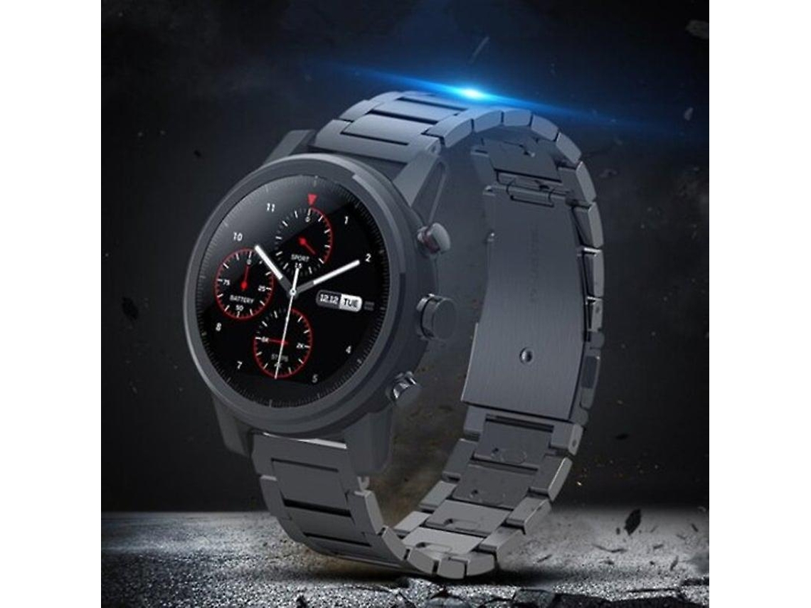 Pulseira De Aço Inoxidável Com Zíper Para Amazfit Stratos 2, Preta Olysi Shop