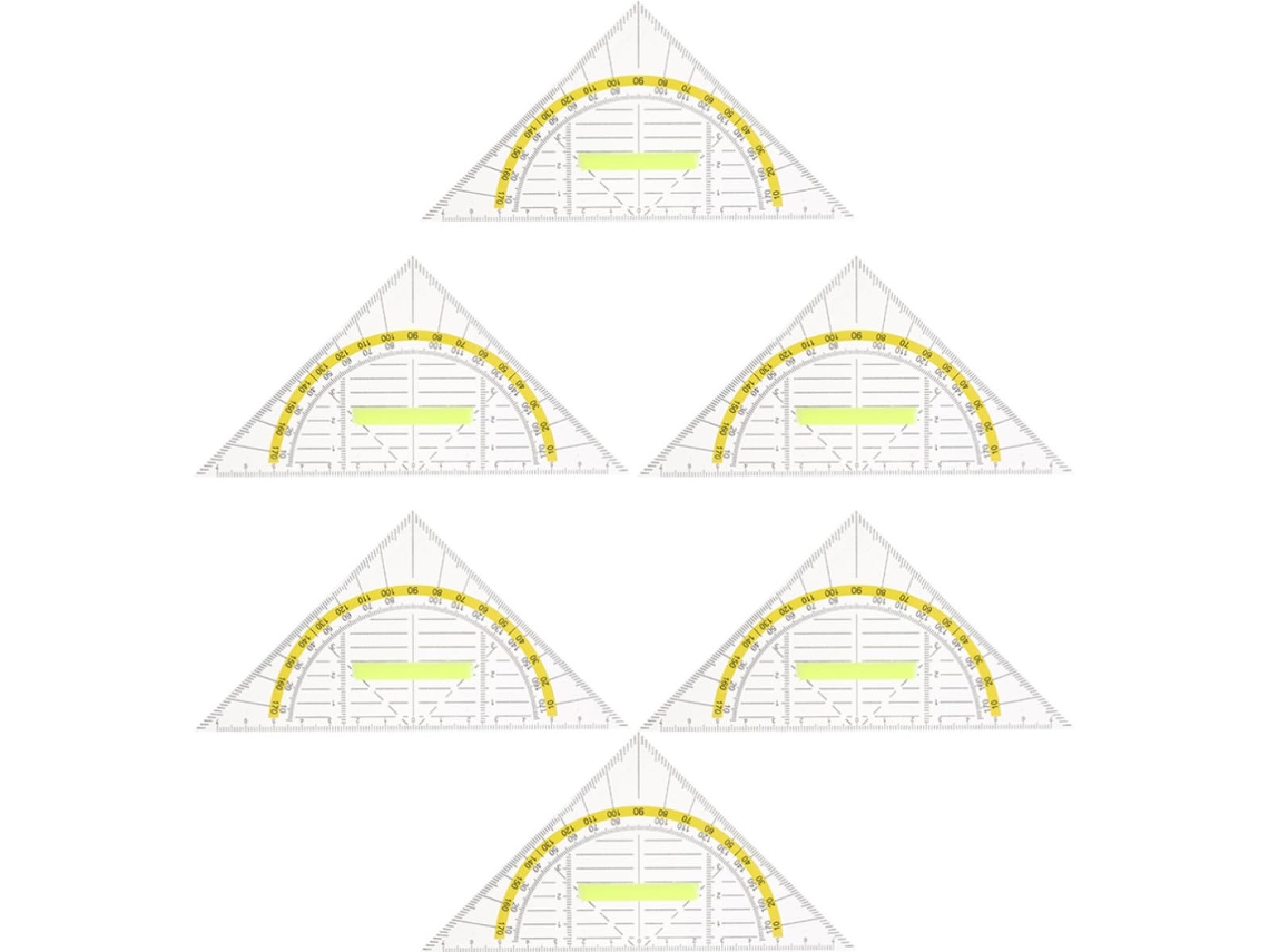 Conjunto Outanaya de 6 réguas triangulares de plástico PP, para uso profissional por estudantes de desenho e agamento.