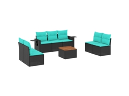 Conjunto de Sofá de Jardim, 9 Peças, Almofadas, Rattan Marrom MAISON EXCLUSIVE