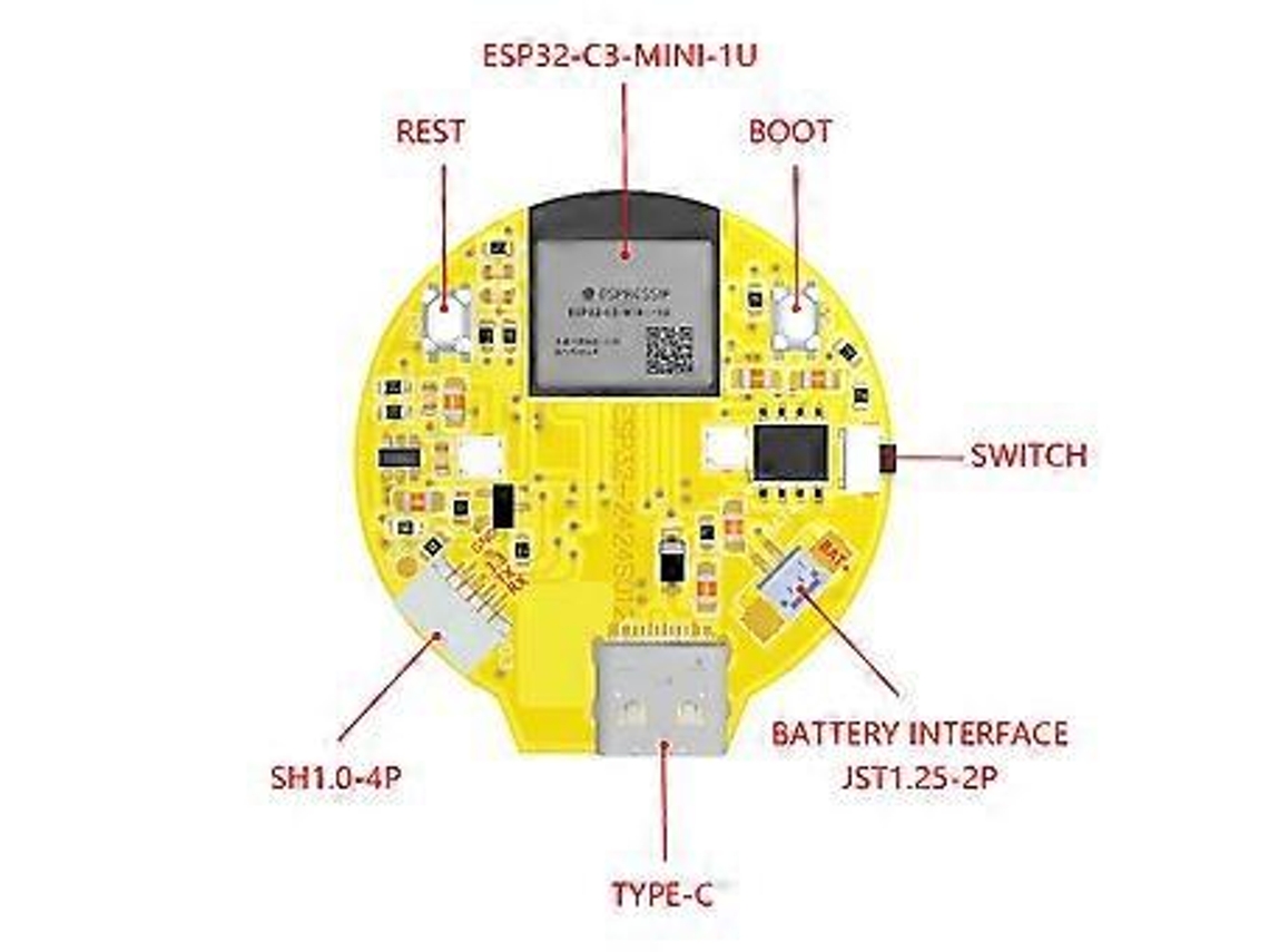 Placa De Desenvolvimento Esp32 C3 1,28 Polegadas 240x240 Ips Tela Lcd Inteligente Módulo Wifi E Bluetooth Com Toque, Revestimento Branco Slowmoose