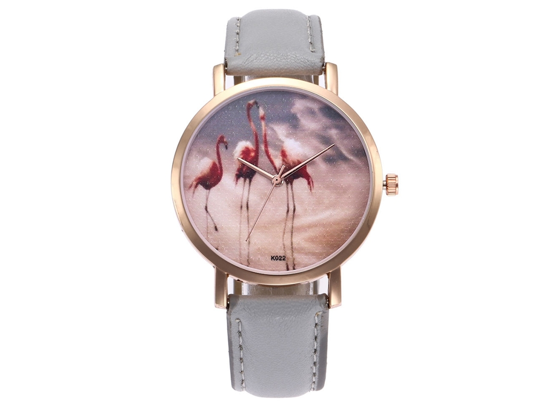 Relógio de pulso para casa e mulheres, relógio de quartzo com pulseira de couro casual cinza.