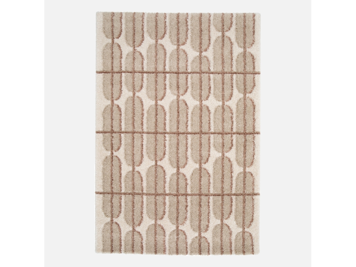 Tapete Interior Com Padrão Gráfico Bege, Creme E Rosa