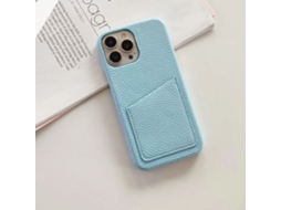 Capa Carteira Em Couro Azul Claro Para Iphone 17 Com Compartimento Para Cartão, Proteção Parcial Simples.