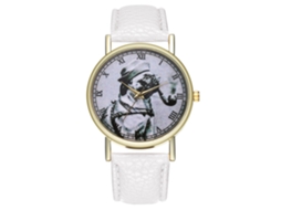 Reloj Antiguo De Moda Perro Fumador Para Mujer Y Hombre Con Correa De Cuero Blanco