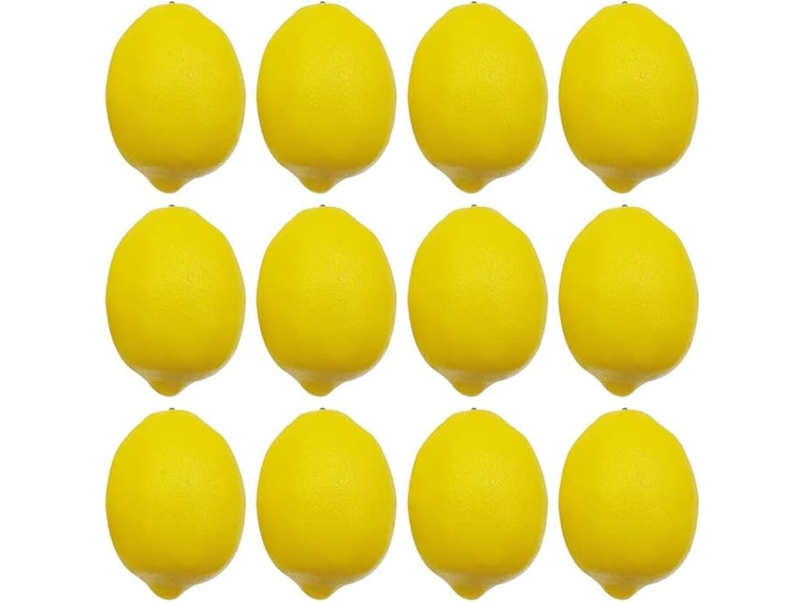 Limões Artificiais, Tamanho Grande 9, 4 Cm X 6, 4 Cm, Limão Artificial Vibrante, Limão de Plástico Amarelo Falso, Limão Amarelo 12 BRILVIBERA (grande)