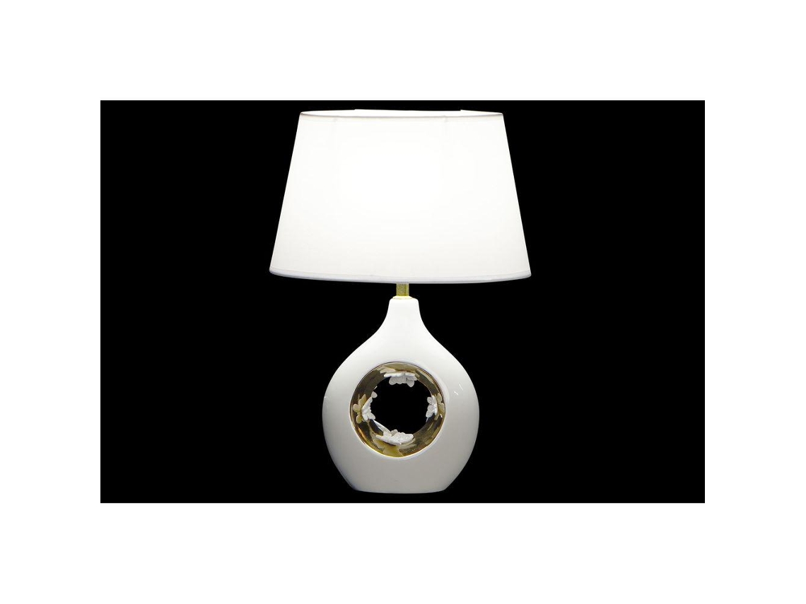 Lâmpada de Mesa Dkd Home Decor Branco Prata Poliéster Porcelana 220 V Dourado 50 W 2 Pcs 31 X 21 X 45 Cm