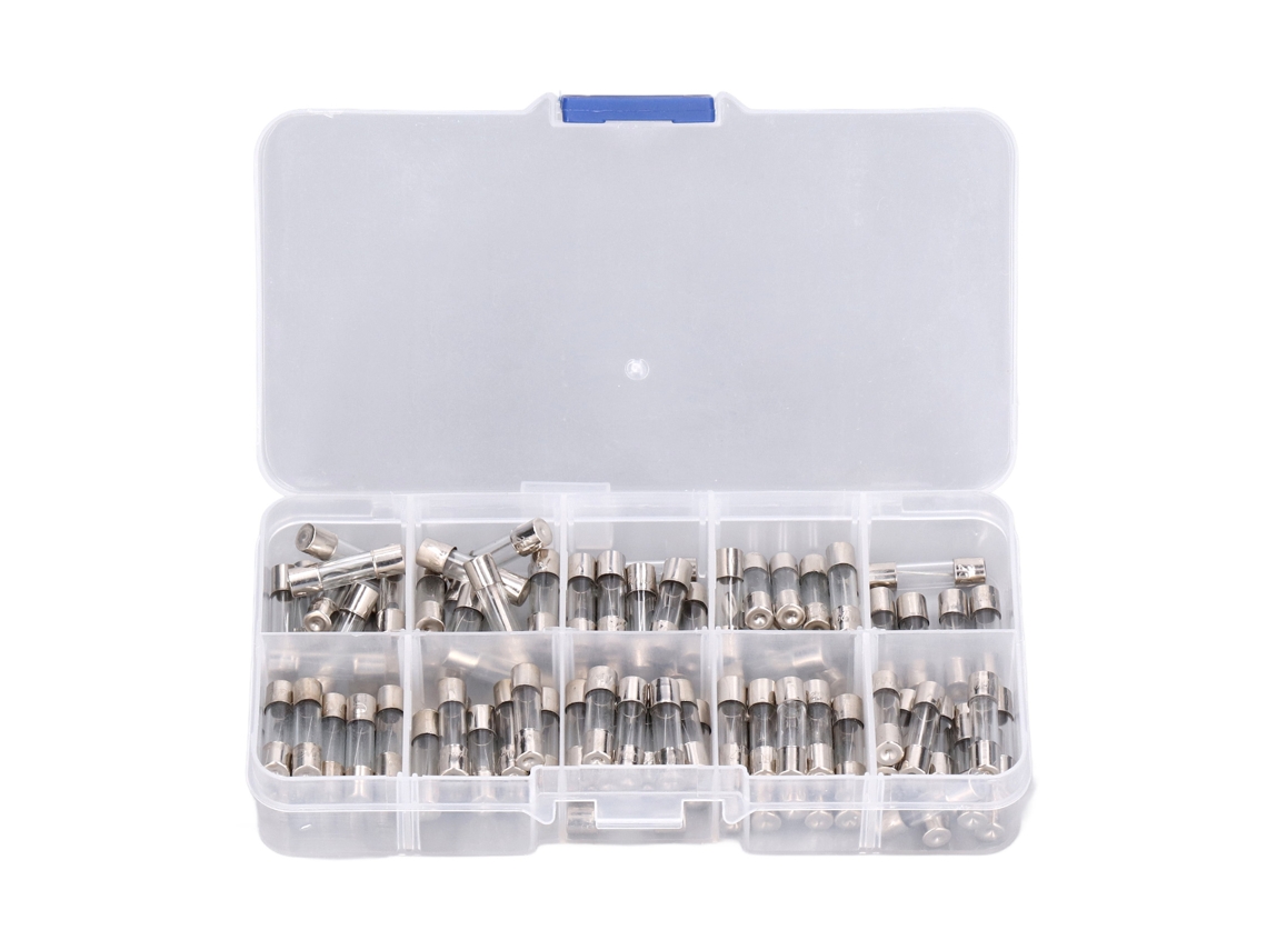 Kit de 100 Fusíveis de Vidro 5x20mm, 0 20a, Variados para Automóveis e Brinquedos