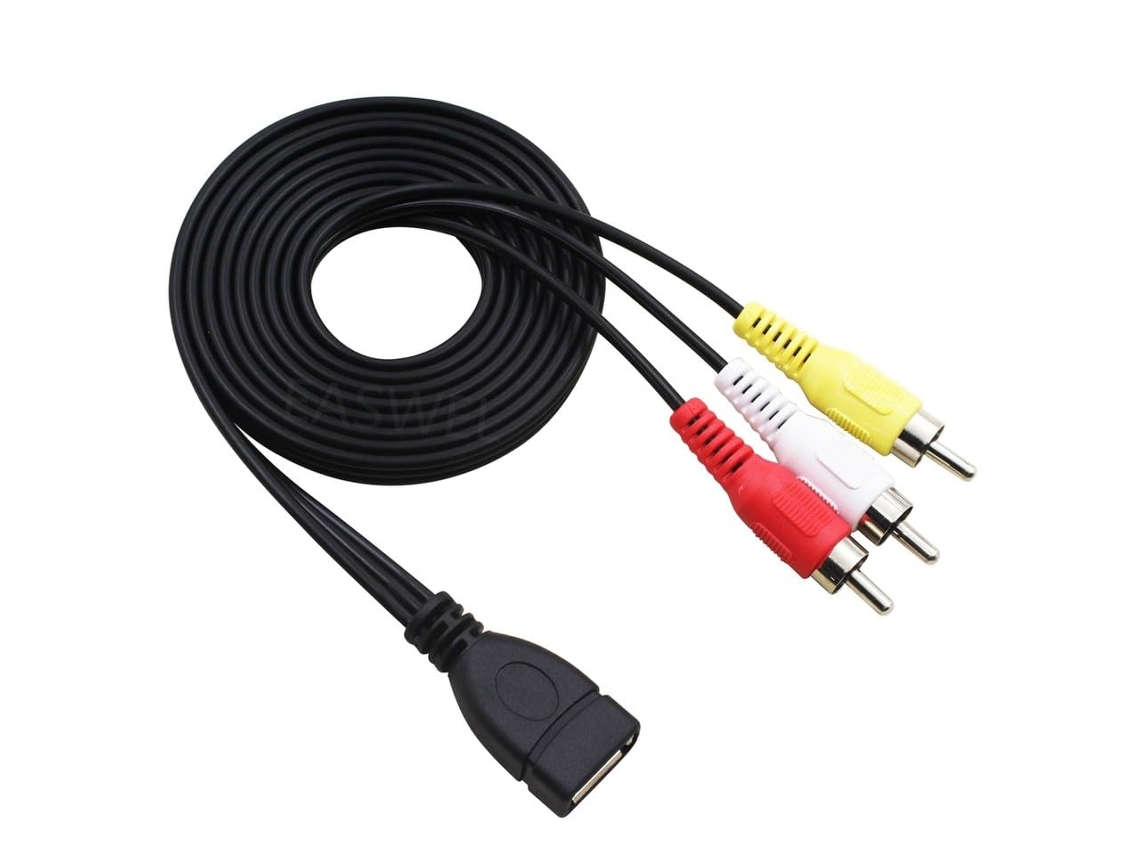 Cabo De Áudio E Vídeo Usb A Fêmea Para 3rca Macho Pc, Tv E Decodificador