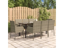 Pcs Conjunto Jantar Jardim C/ Almofadões Vime Pe Preto/cinza Dkd Home Decor