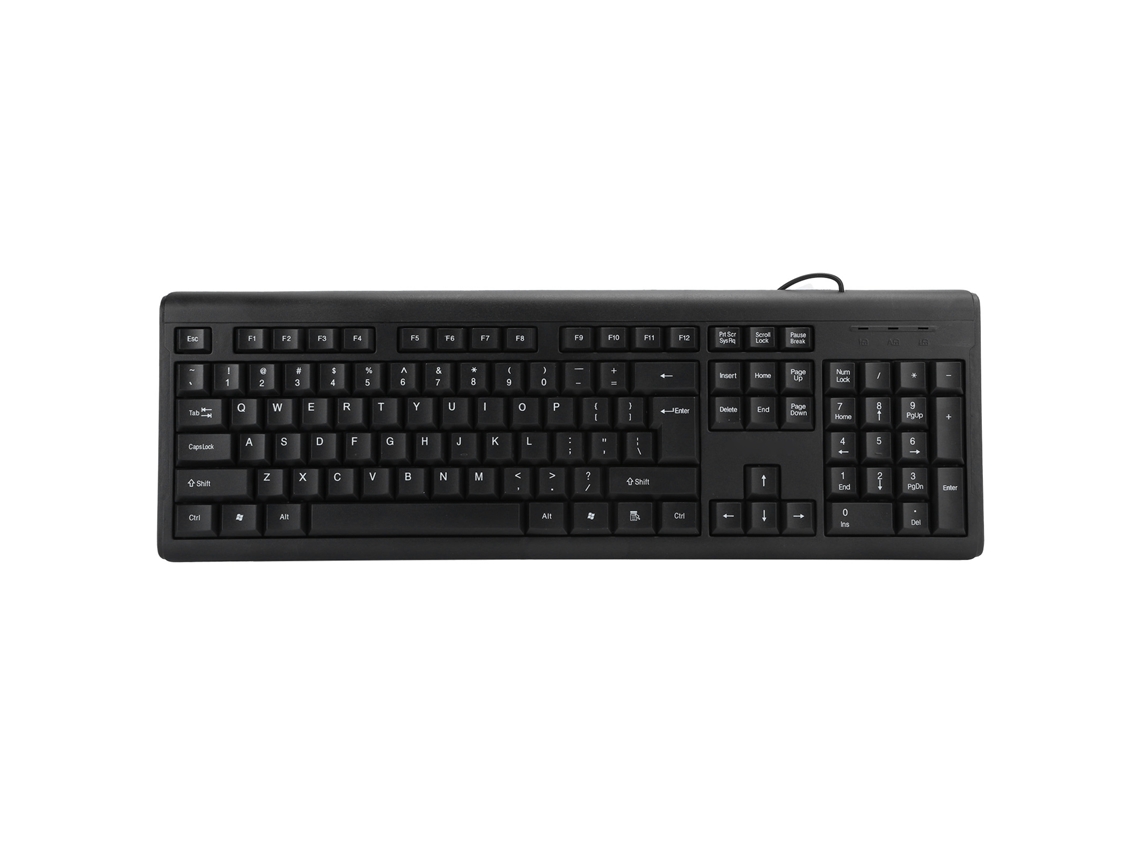 Teclado USB com Fio, 104 Teclas, Silencioso, Mute, Ergonômico, para PC e Laptop T15 S/MARCA