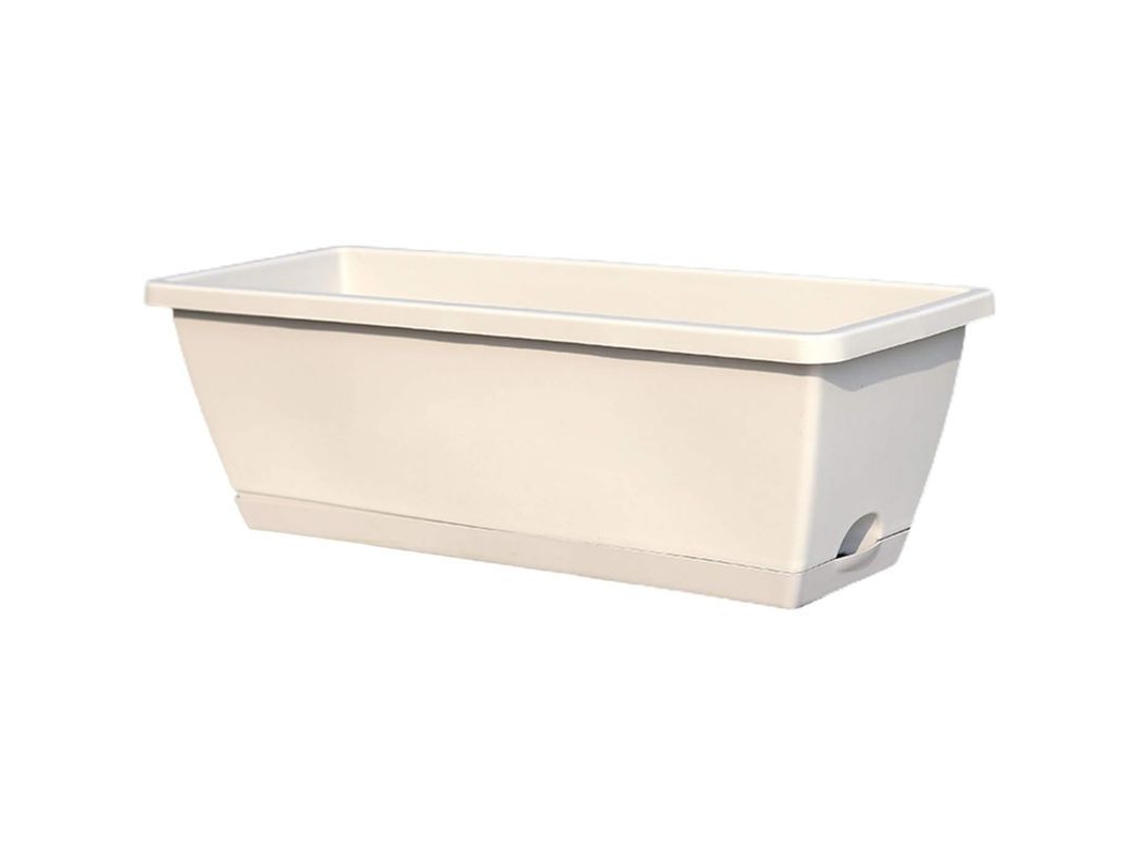 Maceta Plástica Rectangular De Pp Com Riego Cato Para Plantas Flores Verduras Frutas Branco