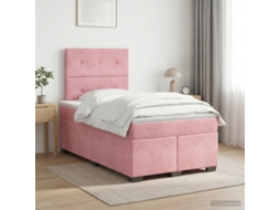 Vidaxl Cama Box Spring Com Colchão Rosa 120 X 190 Cm Veludo