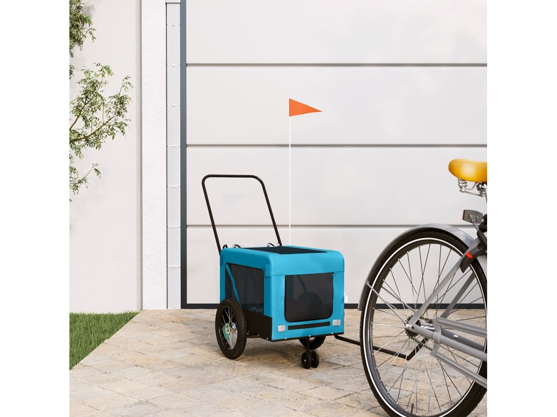 Vidaxl Reboque De Bicicleta P/ Animais Tecido Oxford/ferro Azul/preto