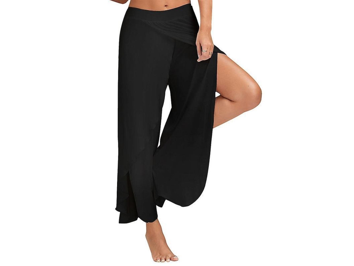2026 pantalones de Yoga Harem Palazzo para Mulher Plus Size, Amplos e Soltos com Cintura Hippie Flowy S Negro