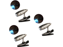 Luminária De Leitura Led Operitacx 3 Peças, Mini, Com Clipe, Ajustável, Portátil, Prateada, Proteção Para Os Olhos