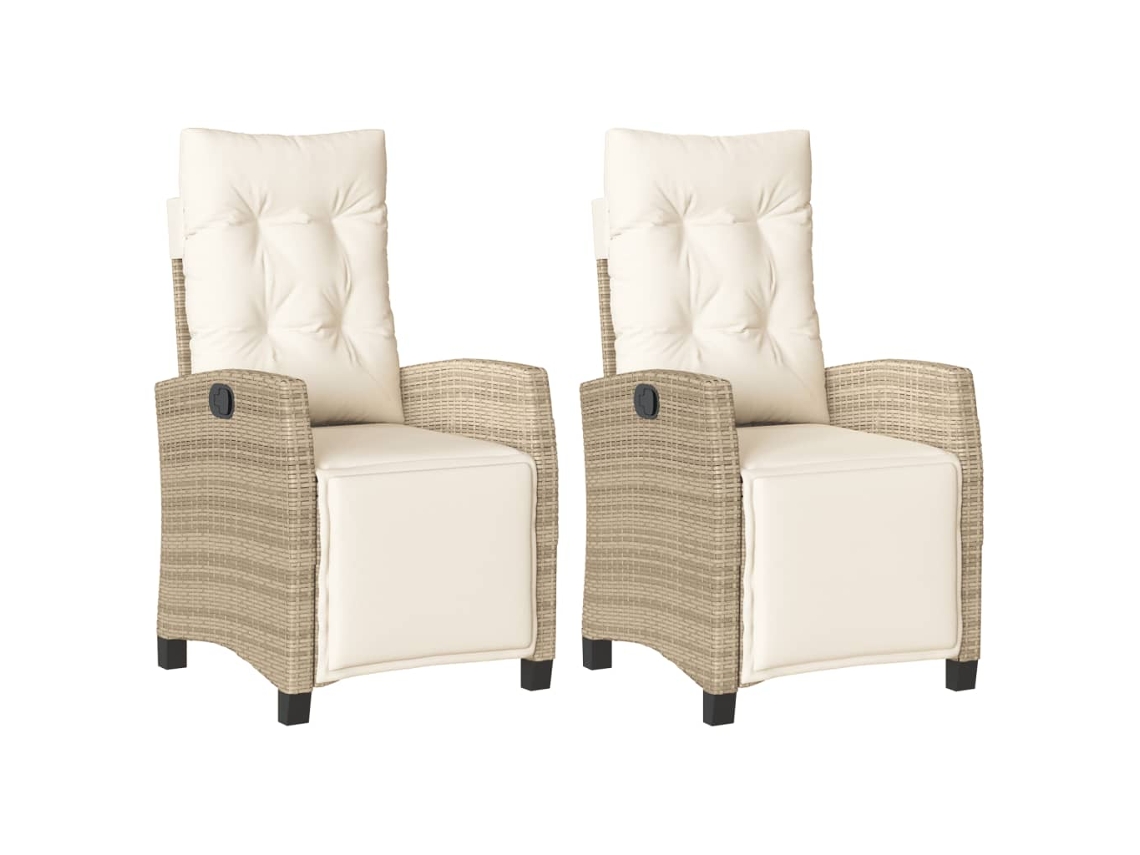 Reclining Garden Chair, Reclining Garden Chairs Vidaxl Bege Rattan / Vime (n/a)