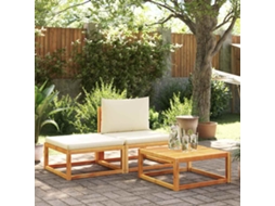 Vidaxl Conjunto De Sofás De Jardim Vidaxl De 3 Peças Com Almofadas De Madeira De Acácia E Corda