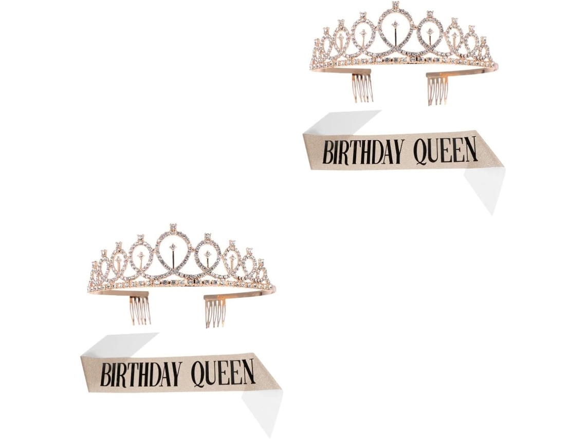 Conjunto De 4 Peças Com Faixa De Aniversário, Coroa E Slogan "rainha Do Aniversário" Para Festas De Aniversário.