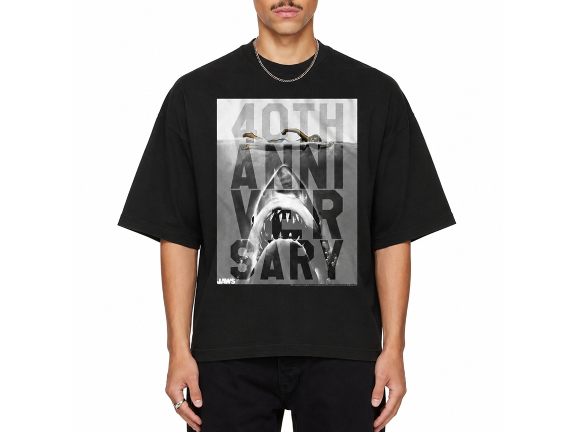Rockinstone Jaws Movie 40th Black Adult T-shirt Size:l
