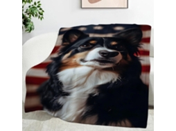 Manta com Estampa de Pastor Alemão e Bandeira Americana 150x200 Cm Multifuncional Macia Aconchegante em Flanel