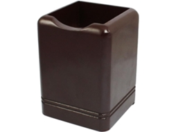 Porta Lápis de Mesa Quadrado Ruilogod em Castanho Madeira Avermelhada