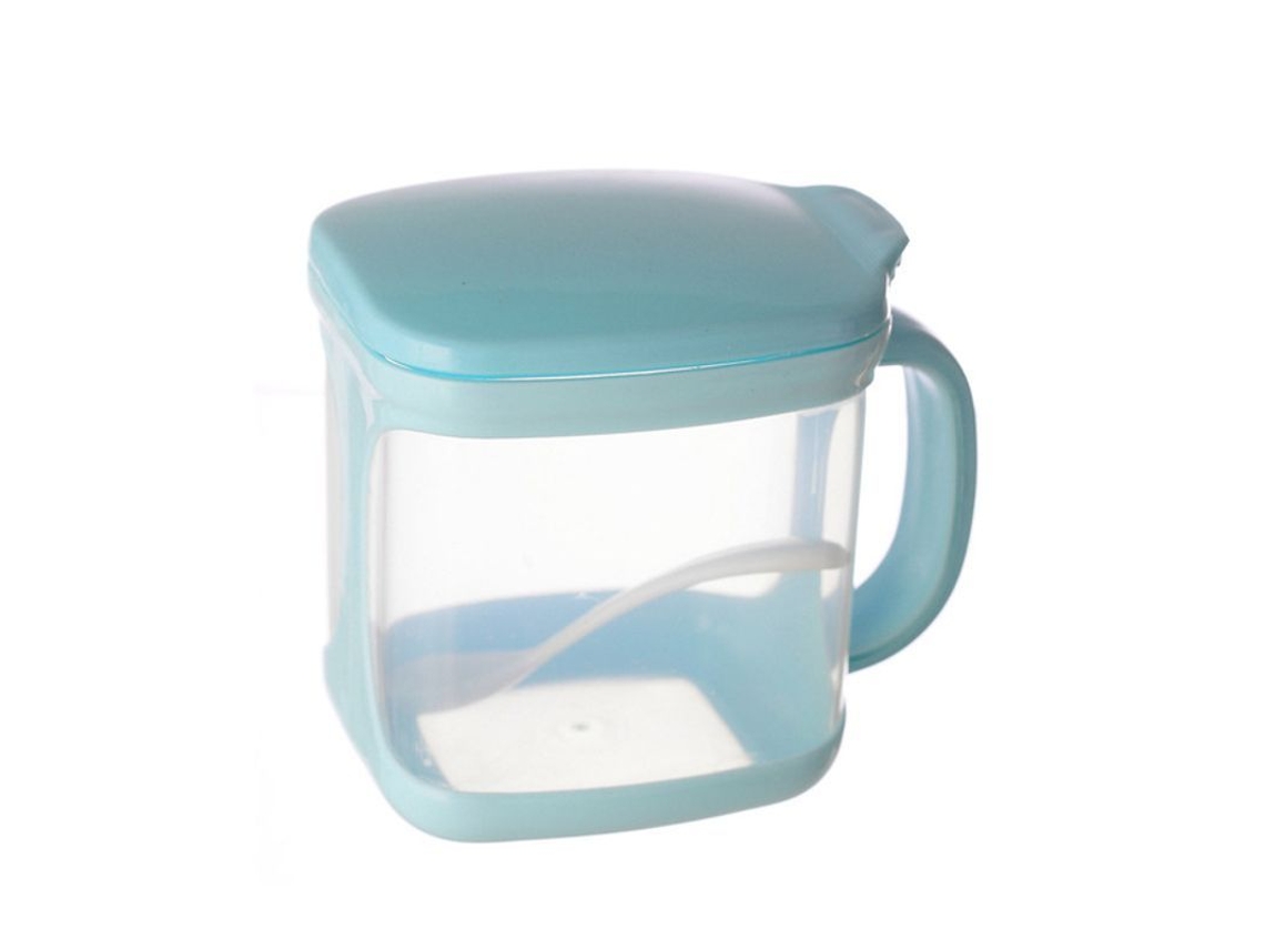 Porta-temperos multifuncional de plástico com 3 compartimentos, sem base, para cozinha, azul.