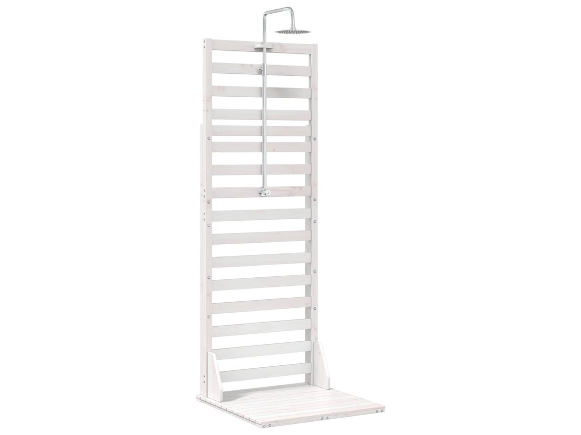 Conjunto 1 Chuveiro Externo Vidaxl Branco Madeira De Pinho Maciça (75 X 76 X 225 Cm)